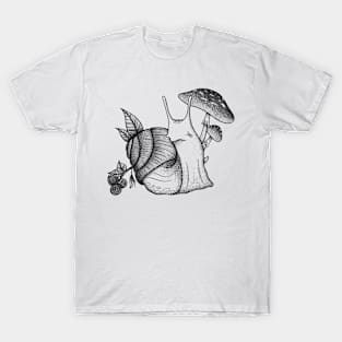 Mushroom Snail Design T-Shirt